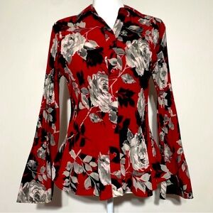 East 5th red and white floral blouse with bell sleeves
Petite Large
